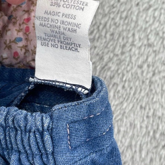 Vintage Baby Overalls 18M Blue Pink Ditzy Floral Quilted Bib Buttons Magic Years - Picture 12 of 12